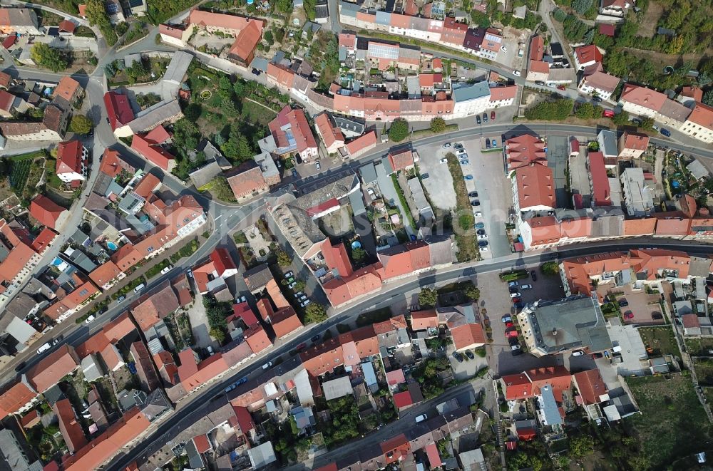 Eckartsberga from the bird's eye view: Town View of the streets and houses of the residential areas in Eckartsberga in the state Saxony-Anhalt, Germany