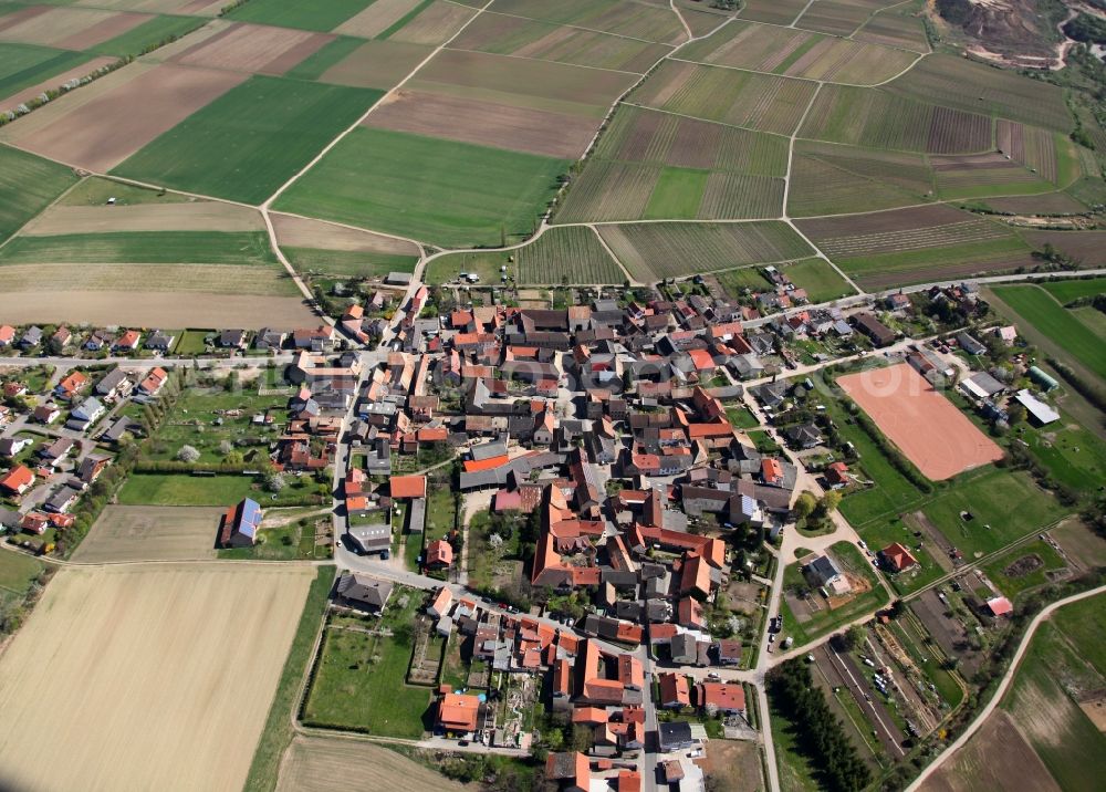 Aerial photograph Eckelsheim - Townscape of Eckelsheim is a municipality in the district Alzey-Worms in Rhineland-Palatinate