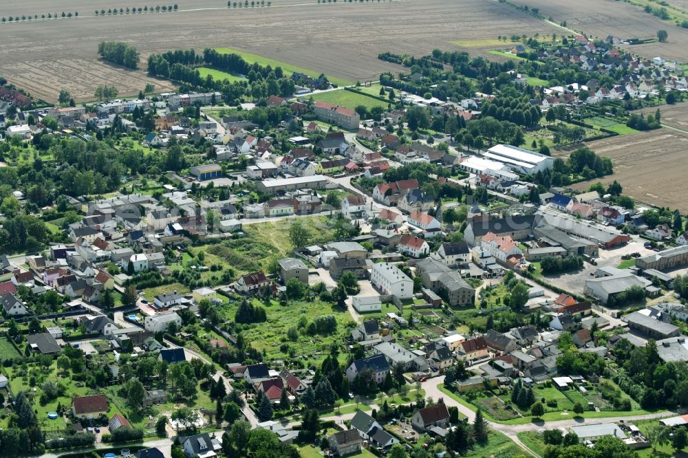 Aerial image Eggersdorf - Town View of the streets and houses of the residential areas in Eggersdorf in the state Saxony-Anhalt, Germany