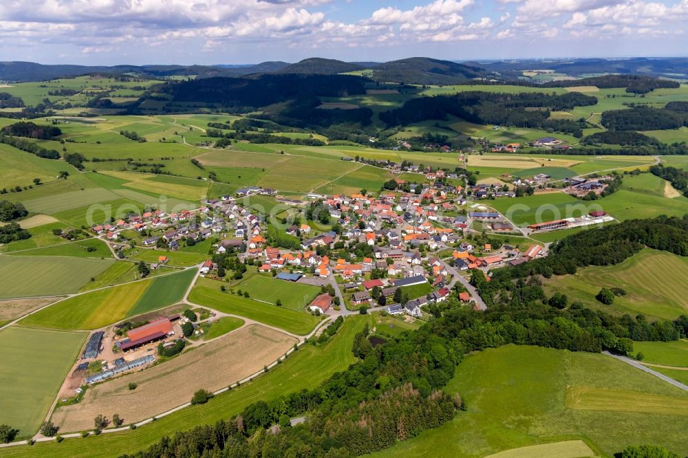 Aerial image Eimelrod - Town View of the streets and houses in Eimelrod in the state Hesse, Germany