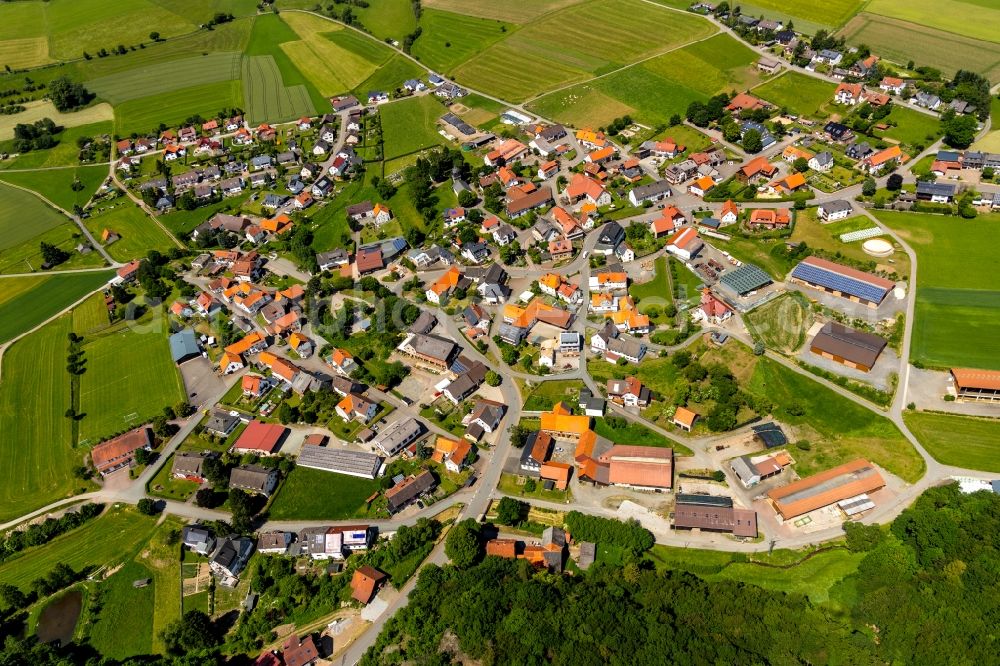 Eimelrod from the bird's eye view: Town View of the streets and houses in Eimelrod in the state Hesse, Germany