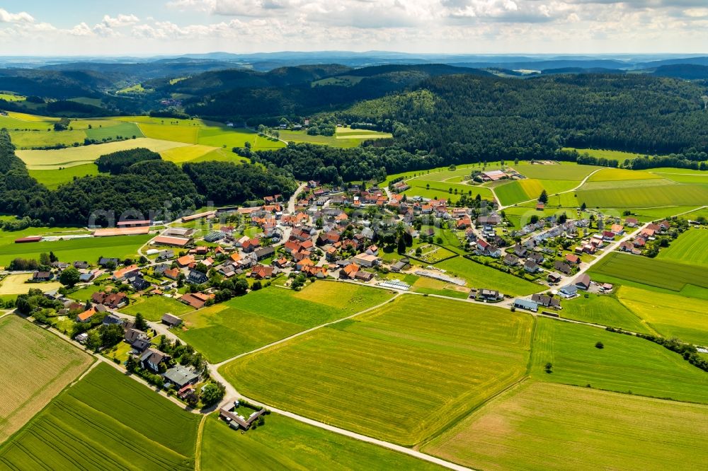 Eimelrod from above - Town View of the streets and houses in Eimelrod in the state Hesse, Germany