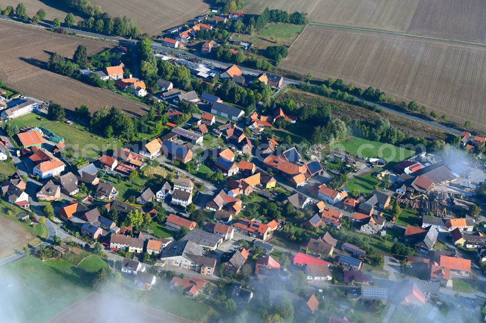 Eimen from above - Town View of the streets and houses of the residential areas in Eimen in the state Lower Saxony, Germany