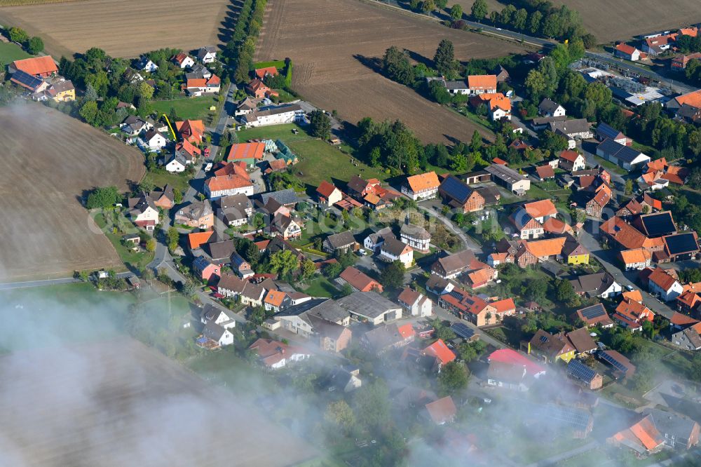 Eimen from the bird's eye view: Town View of the streets and houses of the residential areas in Eimen in the state Lower Saxony, Germany