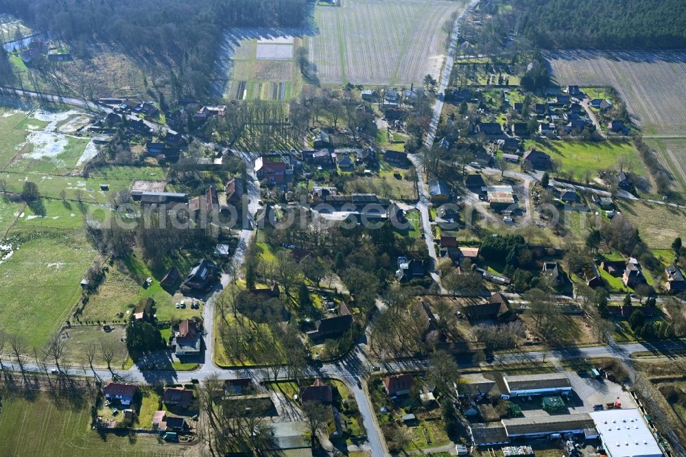 Aerial photograph Eimke - Town View of the streets and houses of the residential areas in Eimke in the state Lower Saxony, Germany