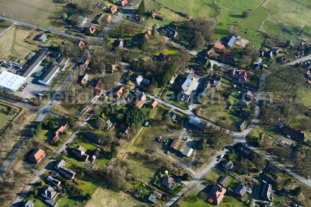 Aerial image Eimke - Town View of the streets and houses of the residential areas in Eimke in the state Lower Saxony, Germany