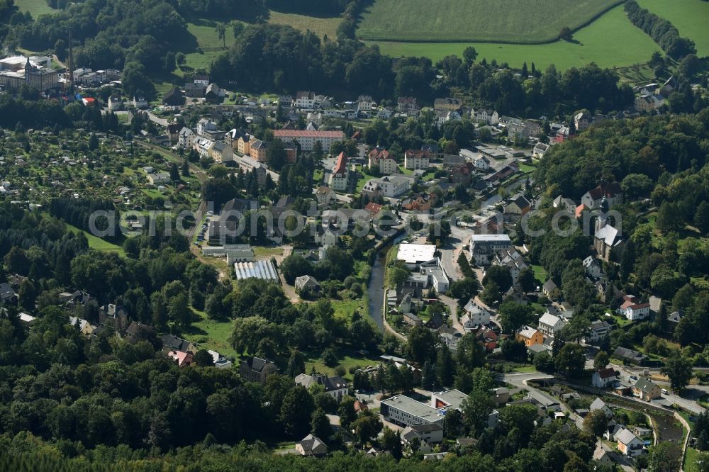 Einsiedel from above - Town View of the streets and houses of the residential areas in Einsiedel in the state Saxony