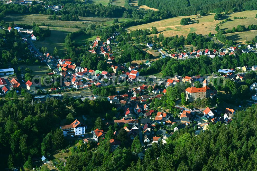 Aerial image Elgersburg - Town View of the streets and houses of the residential areas in Elgersburg at Thüringer Wald in the state Thuringia, Germany