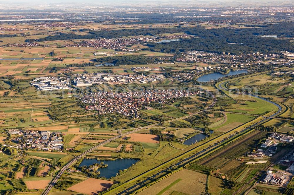 Elgersweier from above - Town View of the streets and houses of the residential areas in Elgersweier in the state Baden-Wurttemberg, Germany