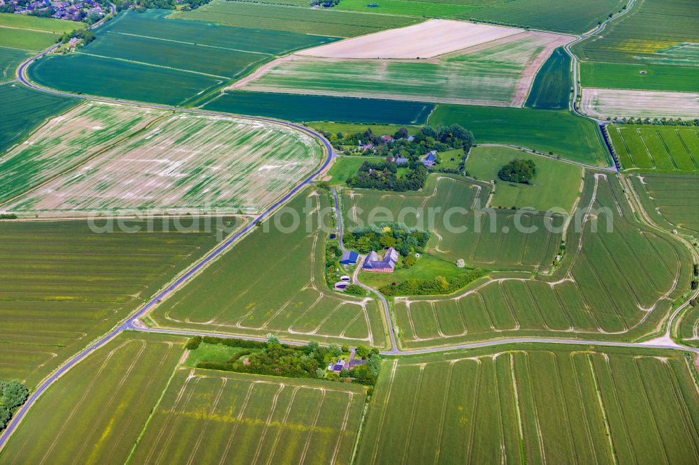 Emmelsbüll-Horsbüll from the bird's eye view: Town View of the streets and houses of the residential areas in Emmelsbuell-Horsbuell in the state Schleswig-Holstein, Germany