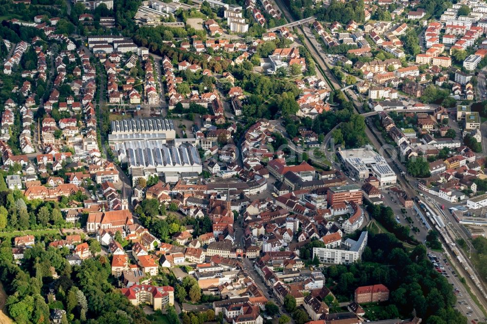 Aerial photograph Emmendingen - Town View of the streets and houses of the residential areas in Emmendingen in the state Baden-Wuerttemberg, Germany