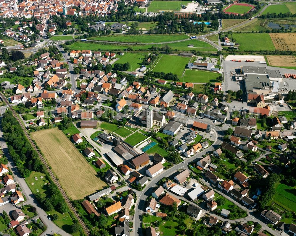 Ennetach from the bird's eye view: Town View of the streets and houses of the residential areas in Ennetach in the state Baden-Wuerttemberg, Germany