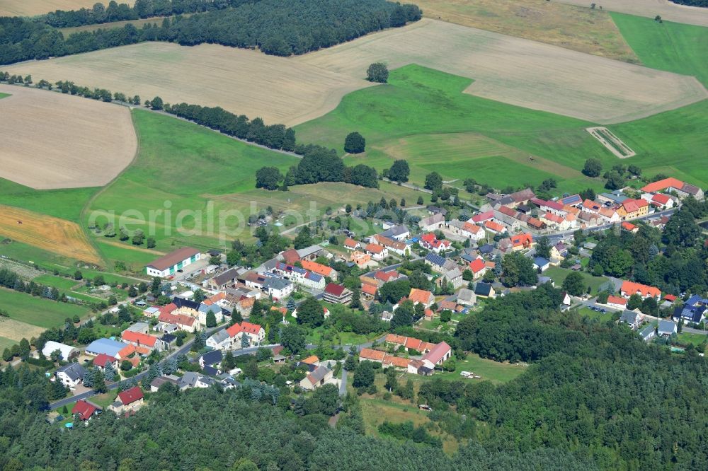 Aerial photograph Linz - Townscape along the village street of Linz in the state of Saxony in Germany