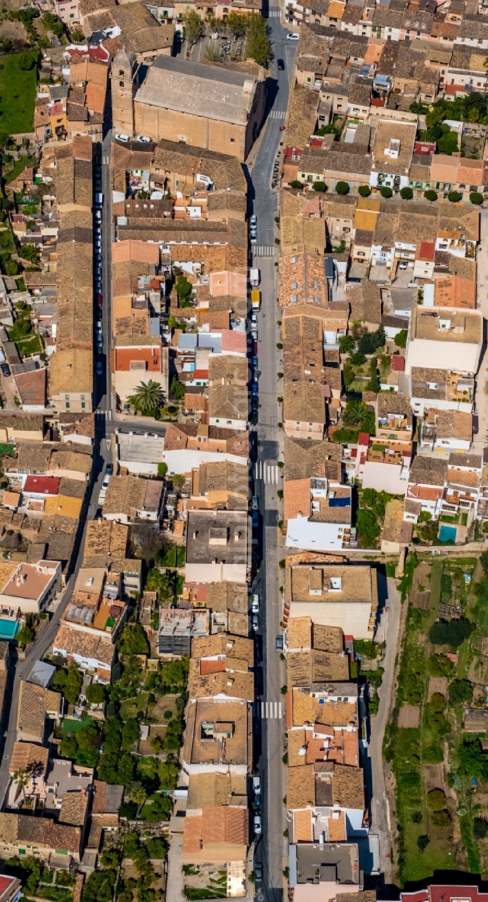 Aerial photograph Bunyola - Town View of the streets and houses of the residential areas in Bunyola in Balearic island of Mallorca, Spain