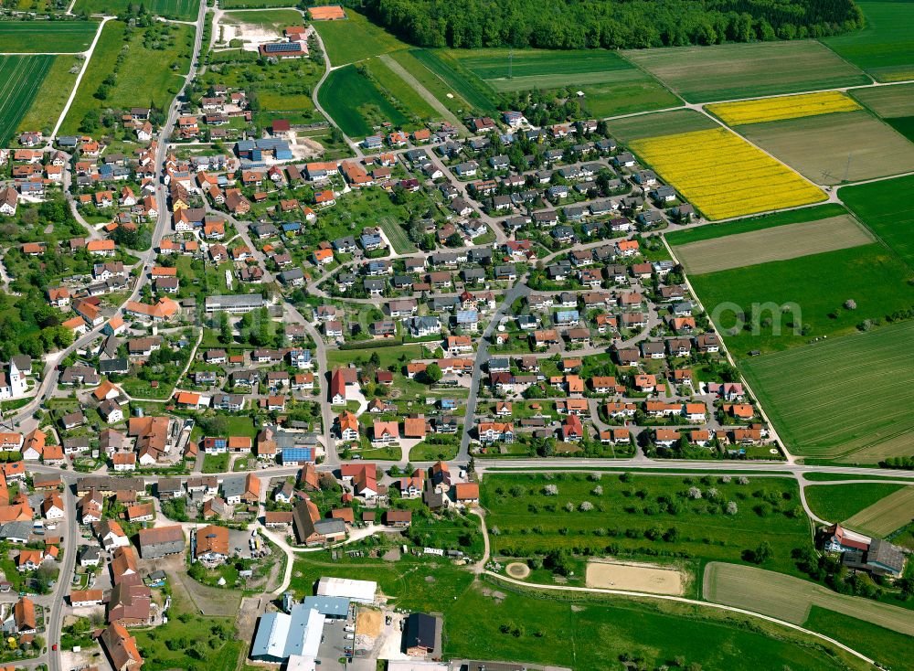 Aerial image Erbach - Town View of the streets and houses of the residential areas in Erbach in the state Baden-Wuerttemberg, Germany