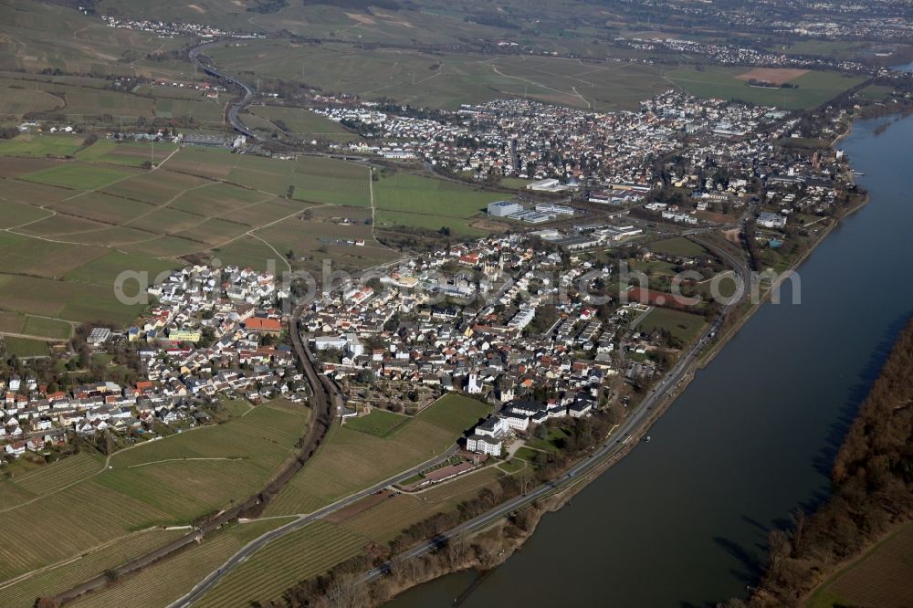 Erbach, Insel Mariannenaue from above - Local view of Erbach in the state of Hesse