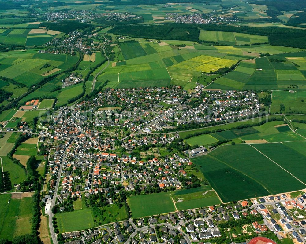 Aerial image Erbach - Town View of the streets and houses of the residential areas in Erbach Odenwaldkreis in the state Hesse, Germany