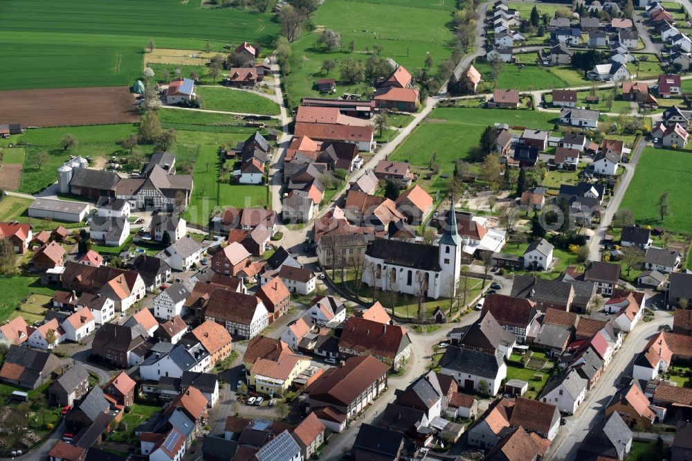 Erkeln from above - Town View of the streets and houses of the residential areas in Erkeln in the state North Rhine-Westphalia