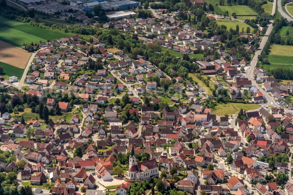 Ertingen from above - Town View of the streets and houses of the residential areas in Ertingen in the state Baden-Wuerttemberg, Germany