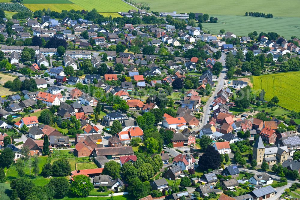 Aerial photograph Erwitte - Town View of the streets and houses of the residential areas in Erwitte in the state North Rhine-Westphalia, Germany