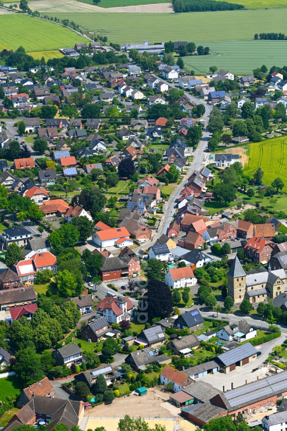 Aerial photograph Erwitte - Town View of the streets and houses of the residential areas in Erwitte in the state North Rhine-Westphalia, Germany