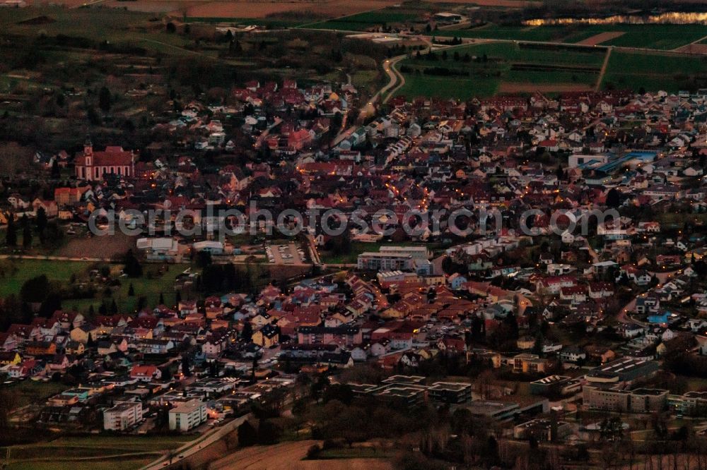 Aerial image Ettenheim - Town View of the streets and houses of the residential areas in Ettenheim in the state Baden-Wurttemberg, Germany