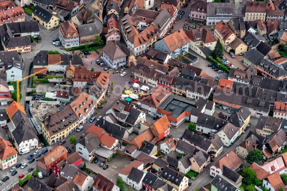 Aerial image Ettenheim - Town View of the streets and houses of the residential areas in Ettenheim in the state Baden-Wurttemberg, Germany