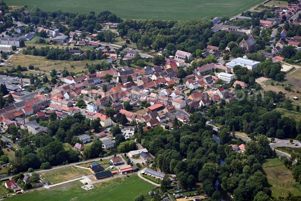 Aerial image Fehrbellin - Town View of the streets and houses of the residential areas in Fehrbellin in the state Brandenburg, Germany