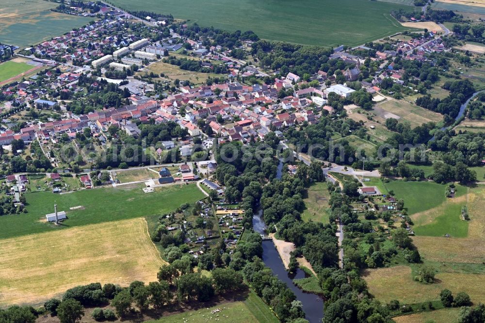 Aerial photograph Fehrbellin - Town View of the streets and houses of the residential areas in Fehrbellin in the state Brandenburg, Germany