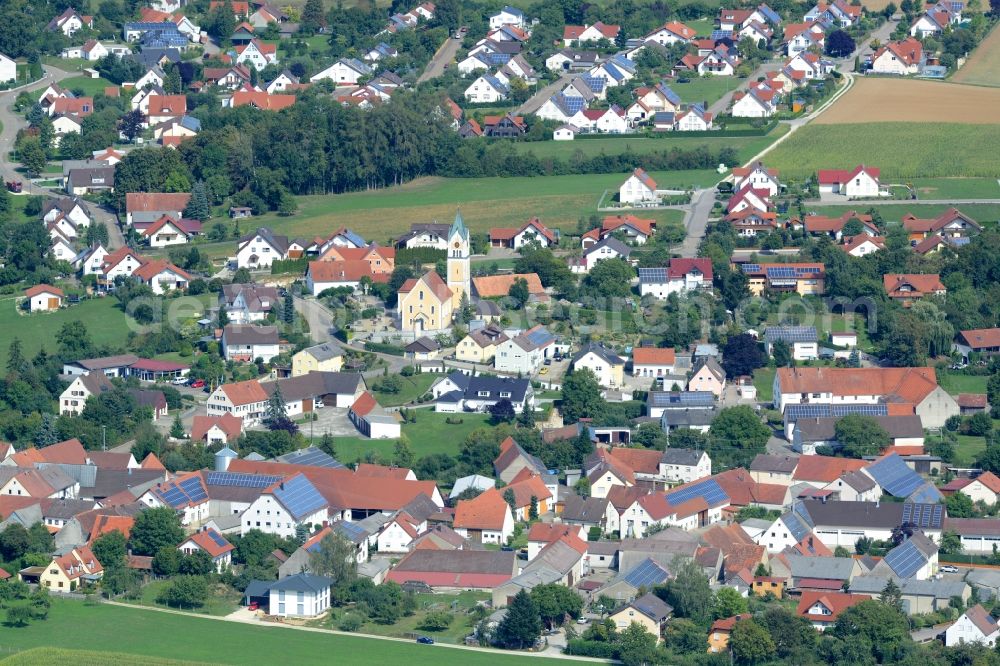 Finningen from above - Town View of the streets and houses of the residential areas of Finningen in the state Bavaria