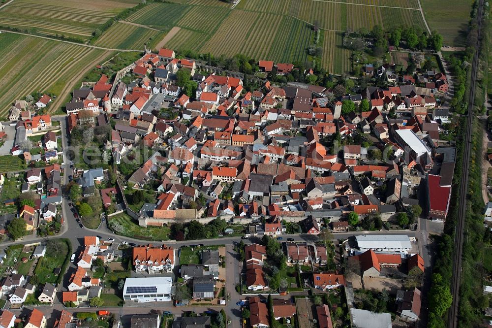 Aerial photograph Flörsheim - Dalsheim - Townscape Flörsheim-Dalsheim in the state of Rhineland-Palatinate