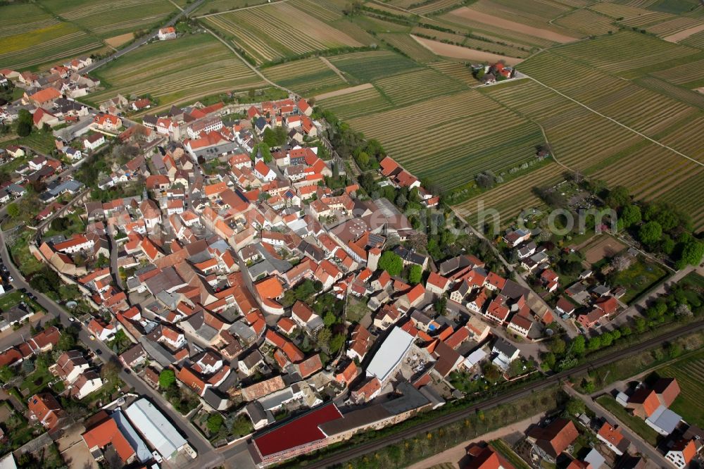 Flörsheim - Dalsheim from the bird's eye view: Townscape Flörsheim-Dalsheim in the state of Rhineland-Palatinate