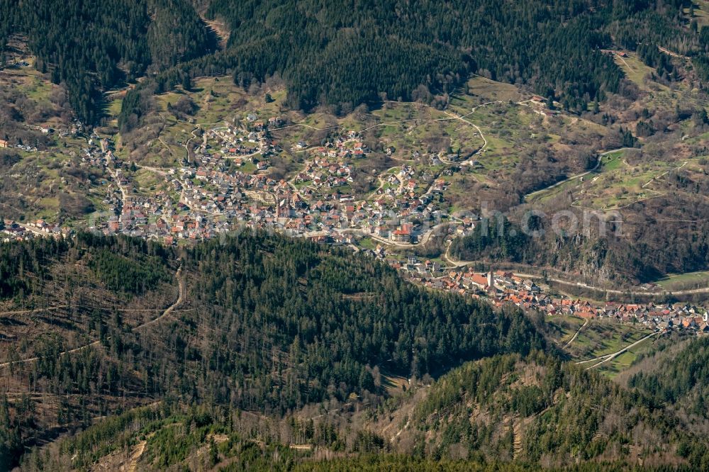 Forbach from the bird's eye view: Town View of the streets and houses of the residential areas in Forbach in the state Baden-Wuerttemberg, Germany