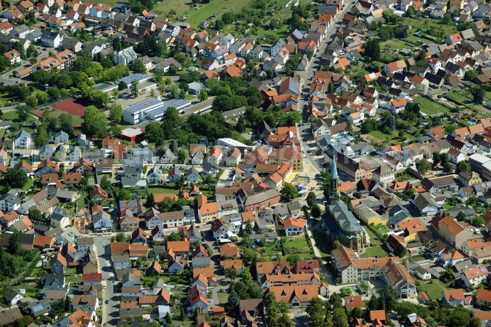 Forst from above - Town View of the streets and houses of the residential areas in Forst in the state Baden-Wuerttemberg