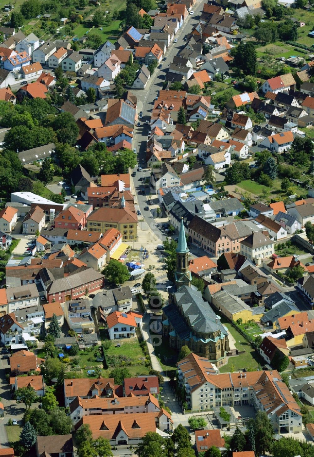 Forst from the bird's eye view: Town View of the streets and houses of the residential areas in Forst in the state Baden-Wuerttemberg