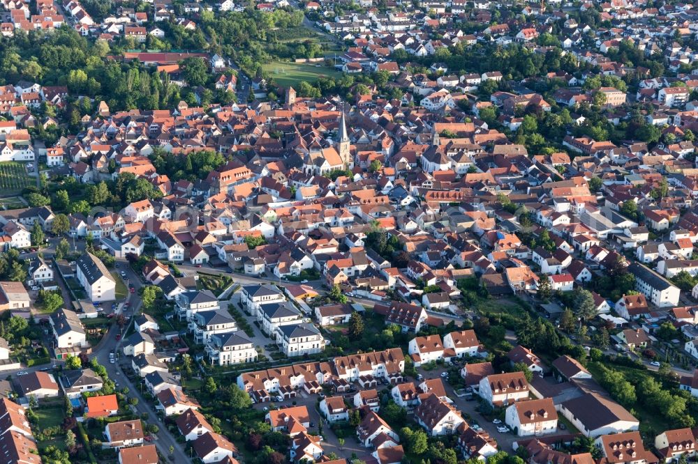 Aerial image Freinsheim - Town View of the streets and houses of the residential areas in Freinsheim in the state Rhineland-Palatinate, Germany