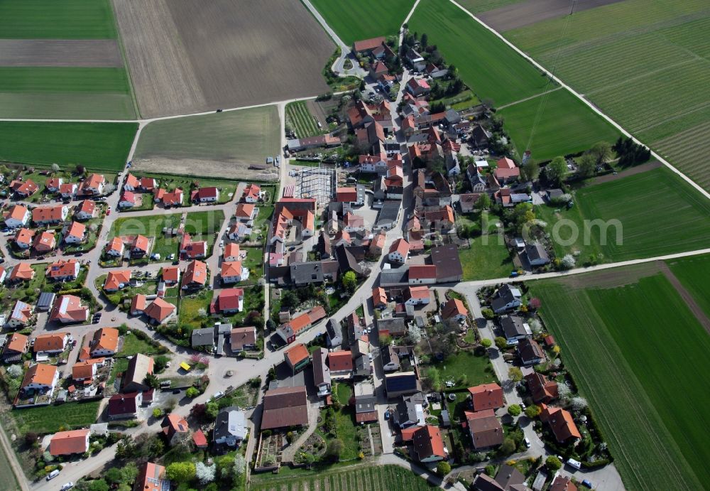 Frettenheim from above - Townscape of Frettenheim is a municipality in the district Alzey-Worms in Rhineland-Palatinate