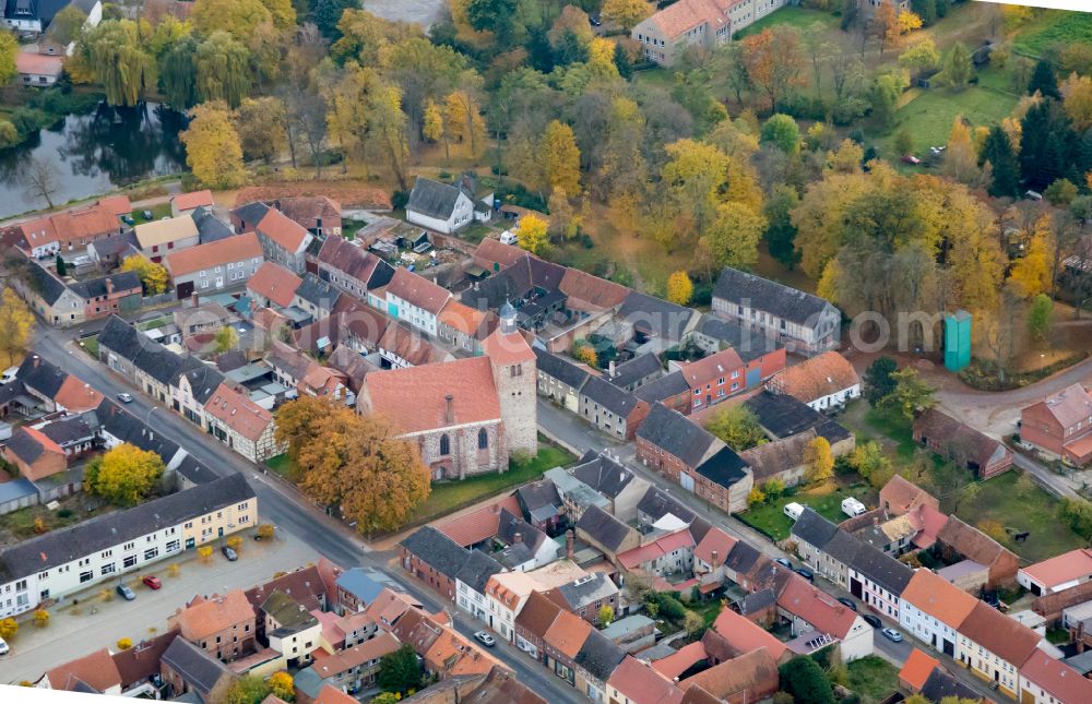 Freyenstein from the bird's eye view: Town View of the streets and houses of the residential areas in Freyenstein in the state Brandenburg, Germany