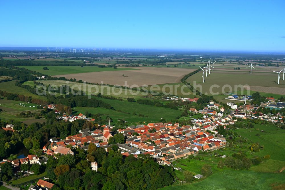 Aerial image Freyenstein - Town View of the streets and houses of the residential areas in Freyenstein in the state Brandenburg, Germany