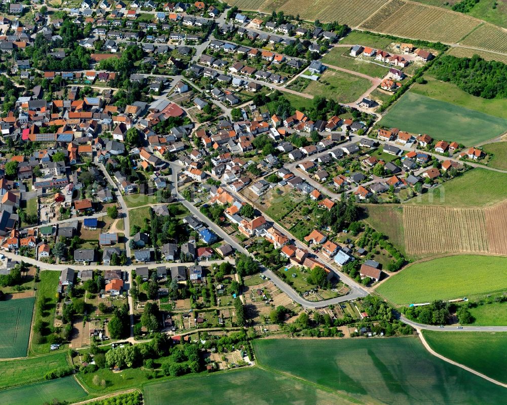 Aerial image Fürfeld - View of Fuerfeld in the state of Rhineland-Palatinate. Fuerfeld is a borough and municipiality in the county district of Bad Kreuznach. It is an important wine-growing village and located on federal highway B 420, surrounded by agricultural land