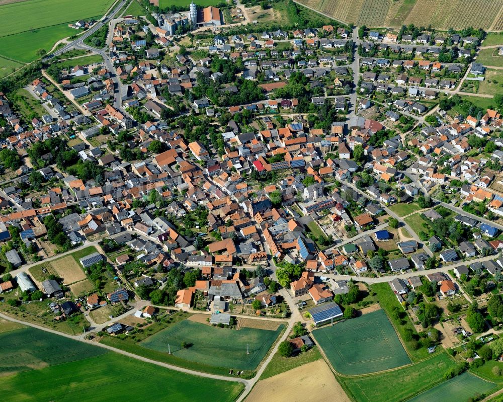 Aerial photograph Fürfeld - View of Fuerfeld in the state of Rhineland-Palatinate. Fuerfeld is a borough and municipiality in the county district of Bad Kreuznach. It is an important wine-growing village and located on federal highway B 420, surrounded by agricultural land