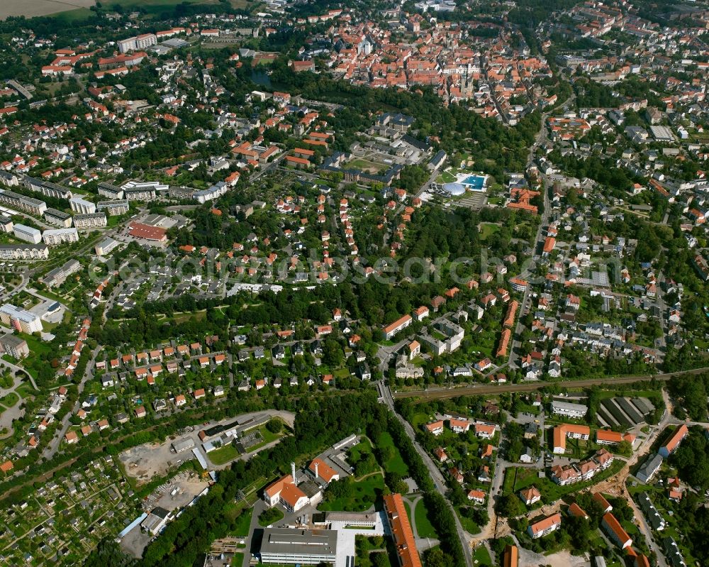 Aerial photograph Friedeburg - Town View of the streets and houses of the residential areas in Friedeburg in the state Saxony, Germany