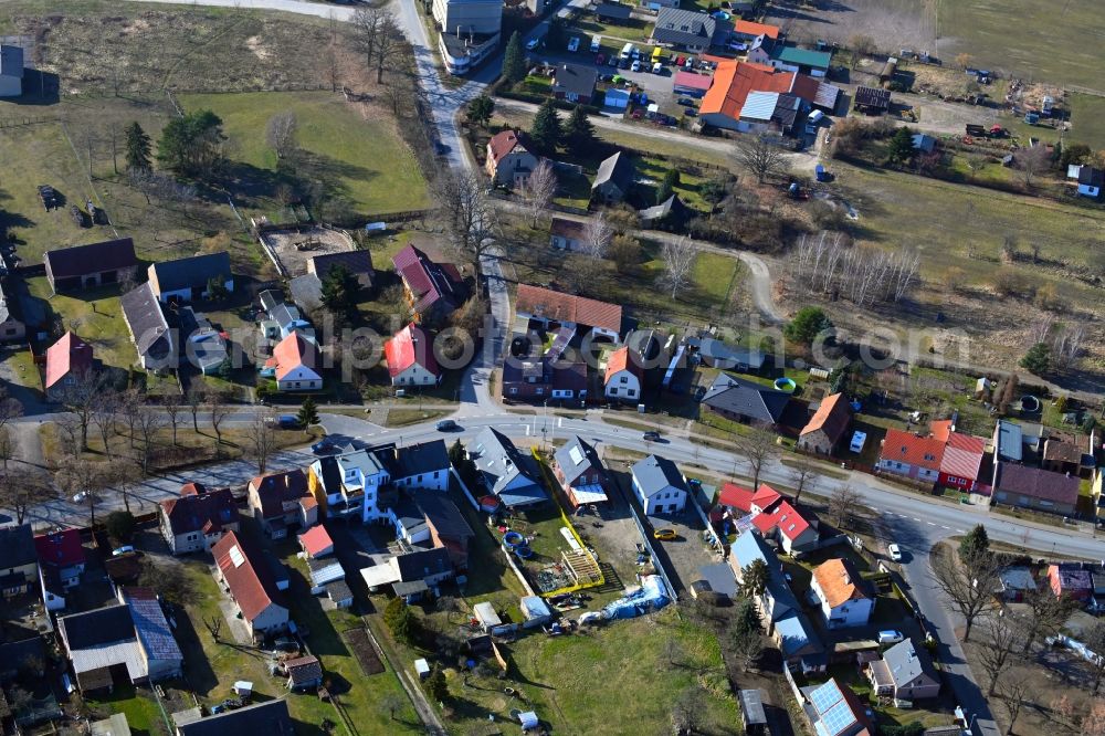 Aerial photograph Heidesee - Town View of the streets and houses of the residential areas in Friedersdorf in the state Brandenburg, Germany