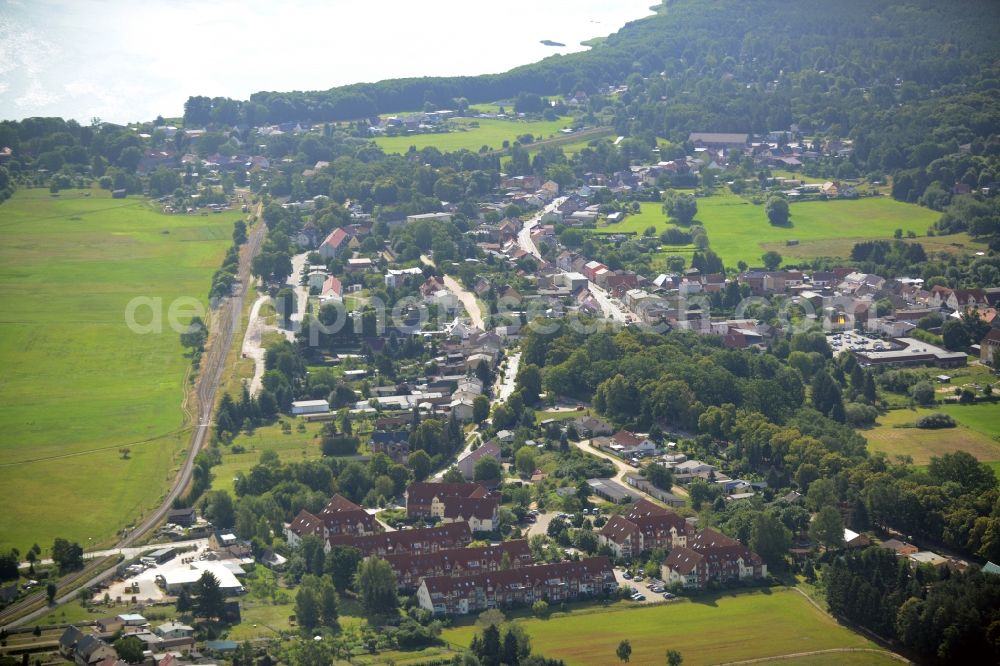 Friedrichswalde from above - Town View of the streets and houses of the residential areas in Friedrichswalde in the state Brandenburg