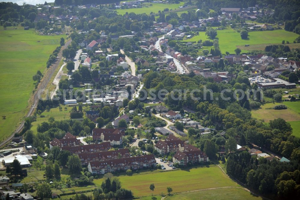 Friedrichswalde from the bird's eye view: Town View of the streets and houses of the residential areas in Friedrichswalde in the state Brandenburg