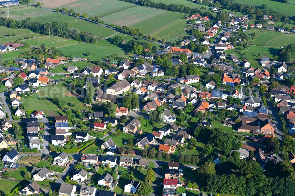 Aerial photograph Fürstenau - Town View of the streets and houses of the residential areas in Fuerstenau in the state North Rhine-Westphalia, Germany