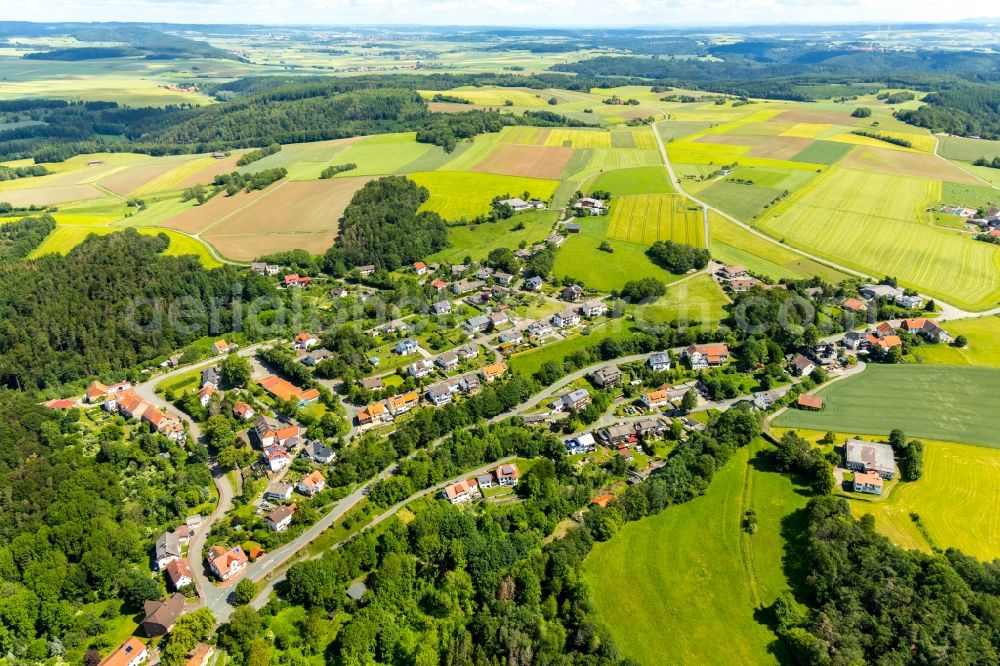 Fürstenberg from the bird's eye view: Town View of the streets and houses in Fuerstenberg in the state Hesse, Germany