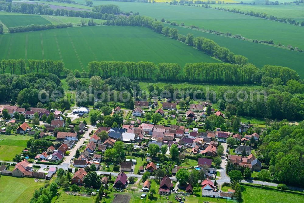 Gangloffsömmern from above - Town View of the streets and houses of the residential areas in Gangloffsömmern in the state Thuringia, Germany