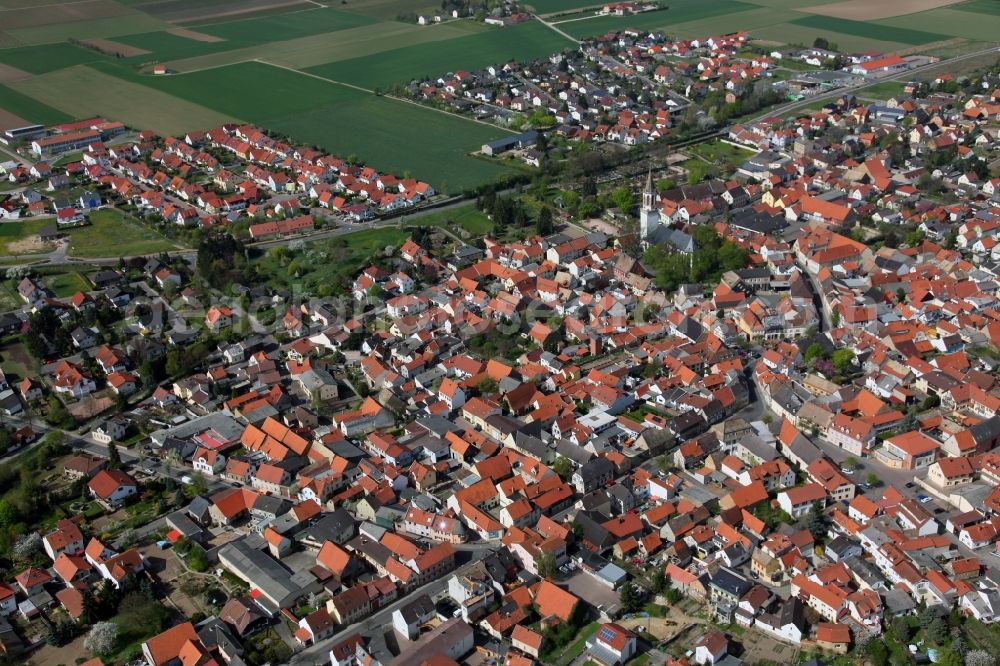 Aerial photograph Gau-Odernheim - View of Gau- Odernheim in Alzey-Worms district in Rhineland-Palatinate