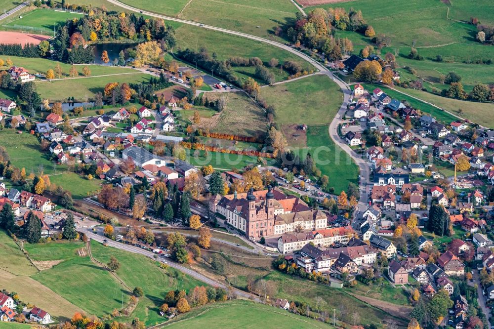 Sankt Peter from above - Complex of buildings of the monastery in Sankt Peter in the state Baden-Wuerttemberg, Germany